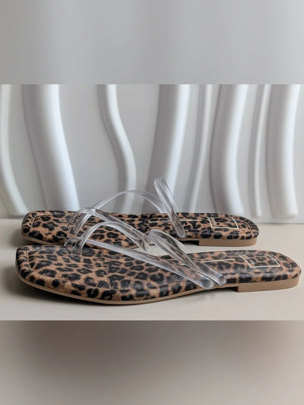 Dolce Vita Leanna Leopard Clear Strap Slide Sandals Size 8 NIB